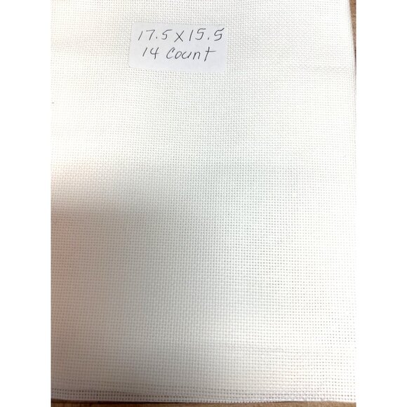White Aida Cross Stitch Fabric 17.5 X 15.5 Inches 14 Count For Embroidery - Picture 1 of 2